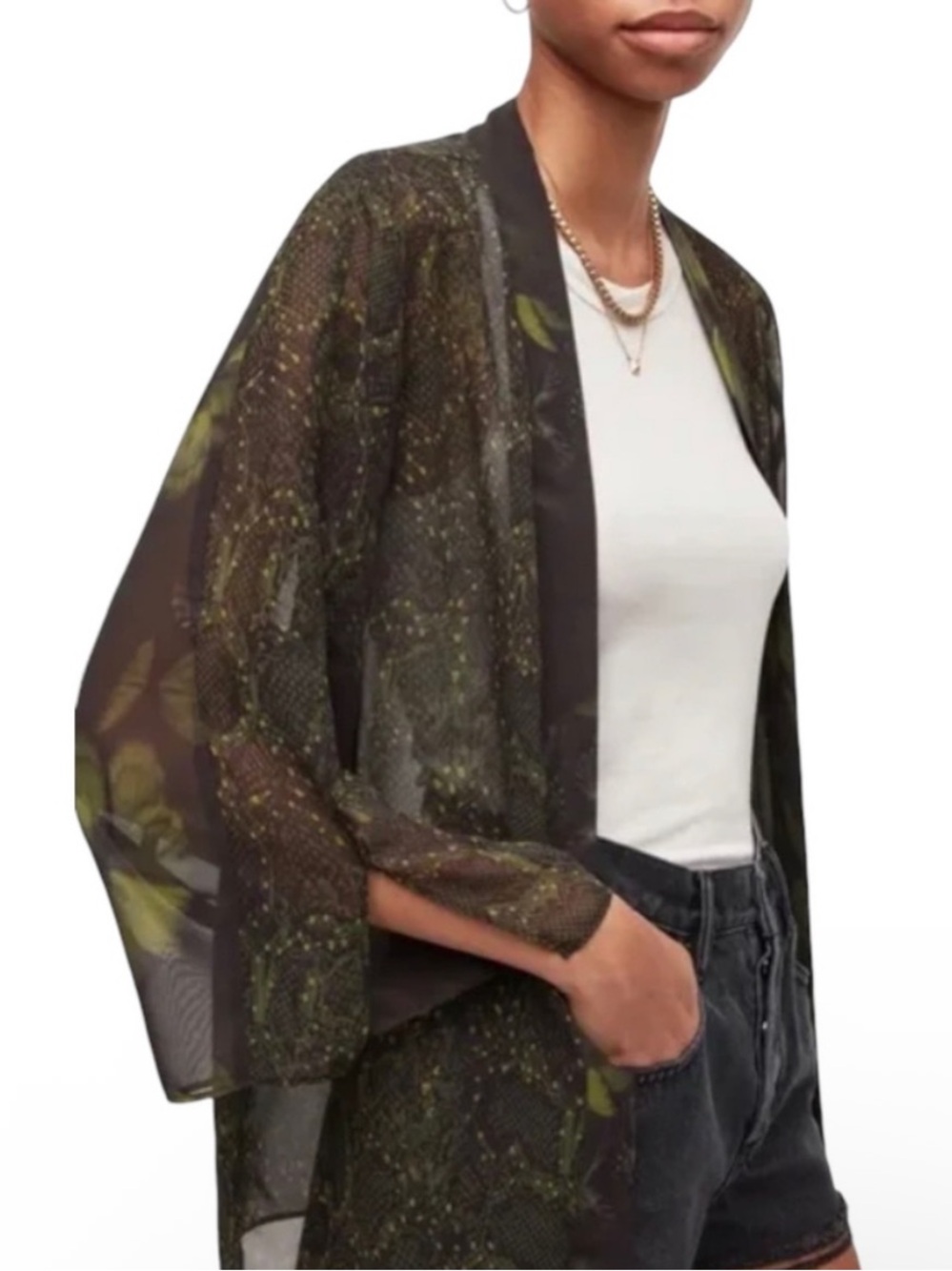 All Saints Casi Ceres Kimono in Sycamore Green
